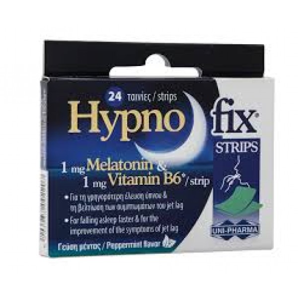 Uni-Pharma Hypno Fix Strips Συμπλήρωμα διατροφής με μελατονίνη, 24 ταινίες Uni-Pharma Hypno Fix Strips Συμπλήρωμα διατροφής με μελατονίνη, 24 ταινίες